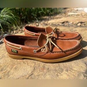 Vintage 1980's Women's Brown Leather Loafers - Boat Shoes - USA Made - Size 8